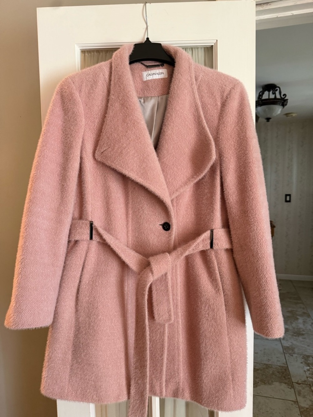 Calvin Klein Blush Pink Belted Trench Coat